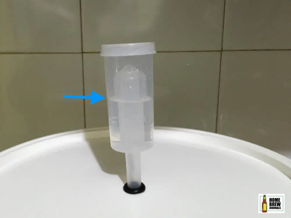 photo showing how much water you should put in a three piece airlock