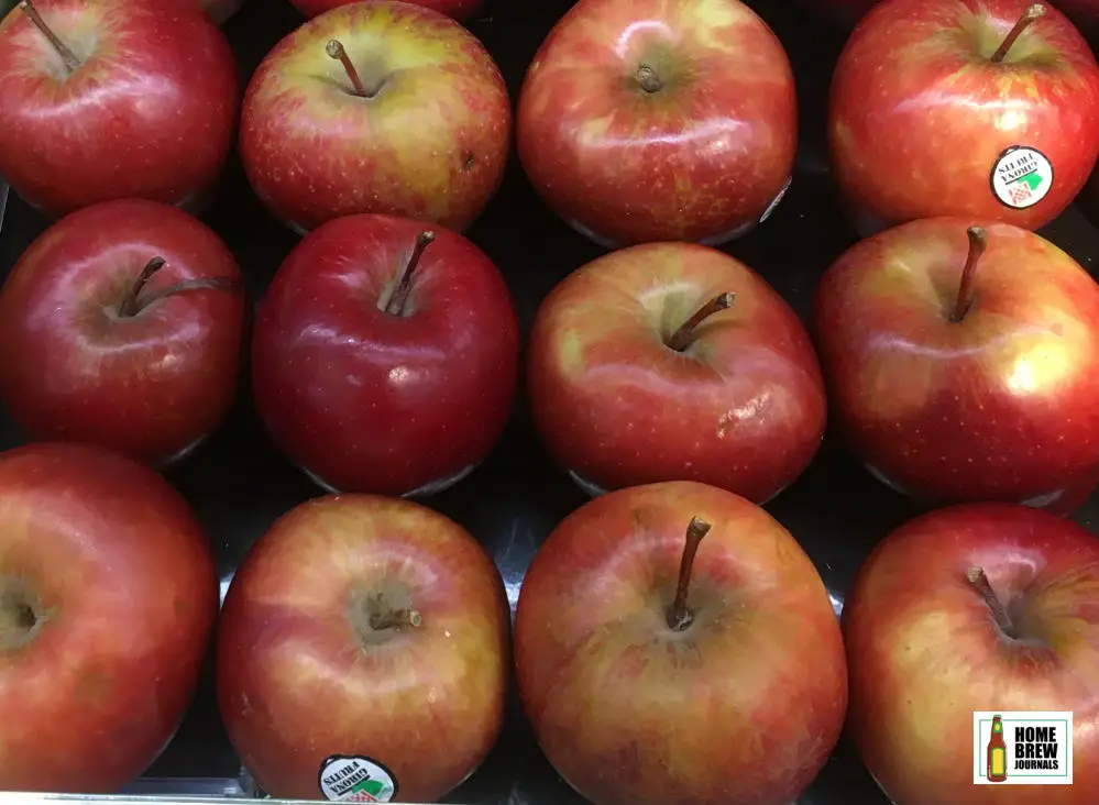 A tray of red apples, photo taken to illustrate the cider fermentation timeline article