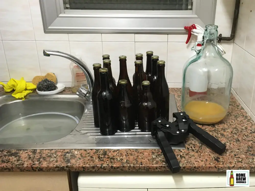 Twelve bottles of Viking mead plus the empty demijohn on the drainer in my kitchen