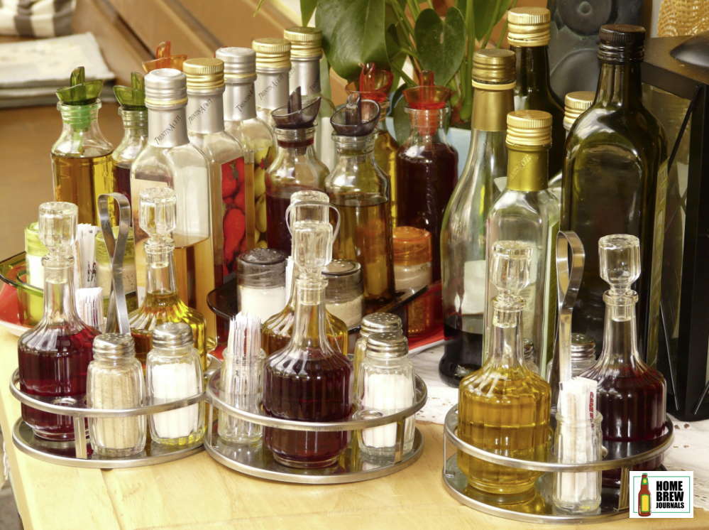 Bottles of malt vinegar to illustrate the article about why homemade beer taste of vinegar
