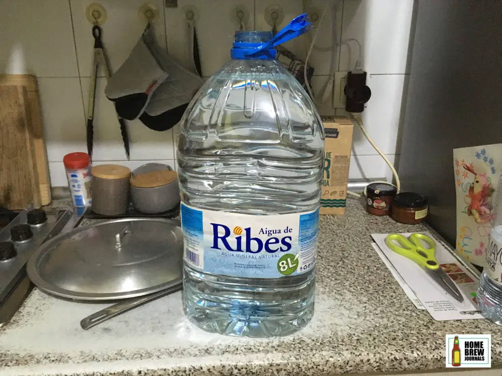 Bottled spring water ready to be used for home brewing